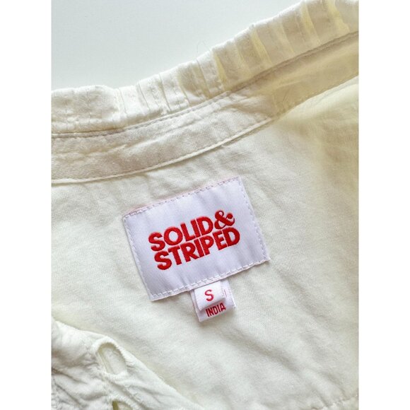 SOLID & STRIPED Harper White Cotton Eyelet Belted Shirt Dress Cover-Up, Size S - Picture 13 of 16